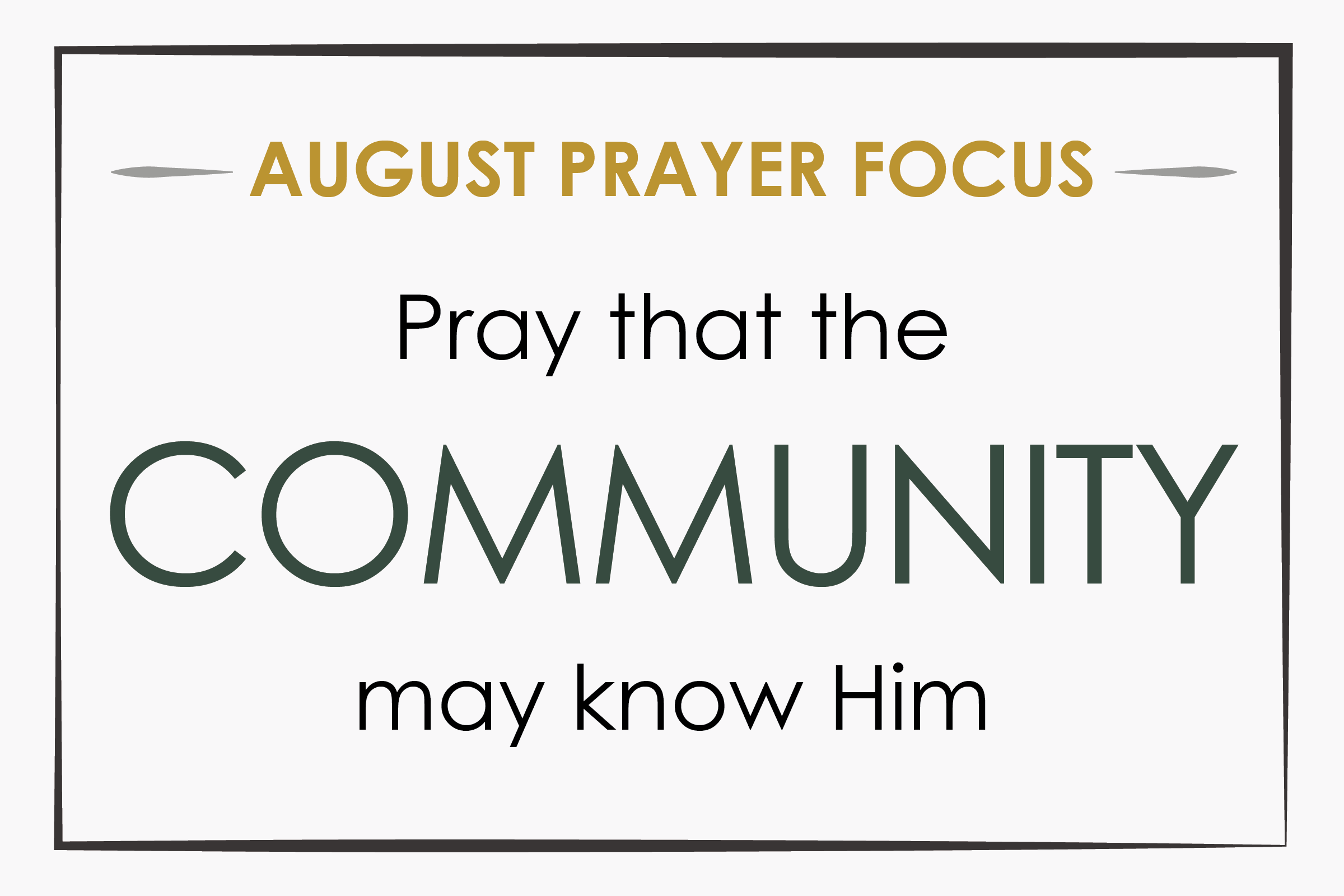 August Prayer Focus Website